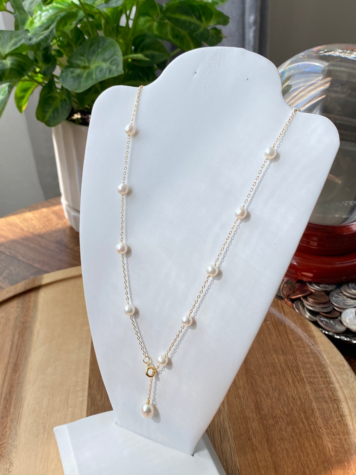 multiple way to wear natural fresh water pearls bead necklace Gypsophila necklack 14k gold filled