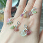 3 pieces Natural watermelon Tourmaline，Cube Amazonite,Donut Ring Purple Lithium,Kunzite Removable Charm Dangle Pendant