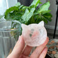 Natural Rose Quartz cuty kitty cat head mini plate