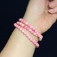 pink queen conch shell round long bead bracelet necklace