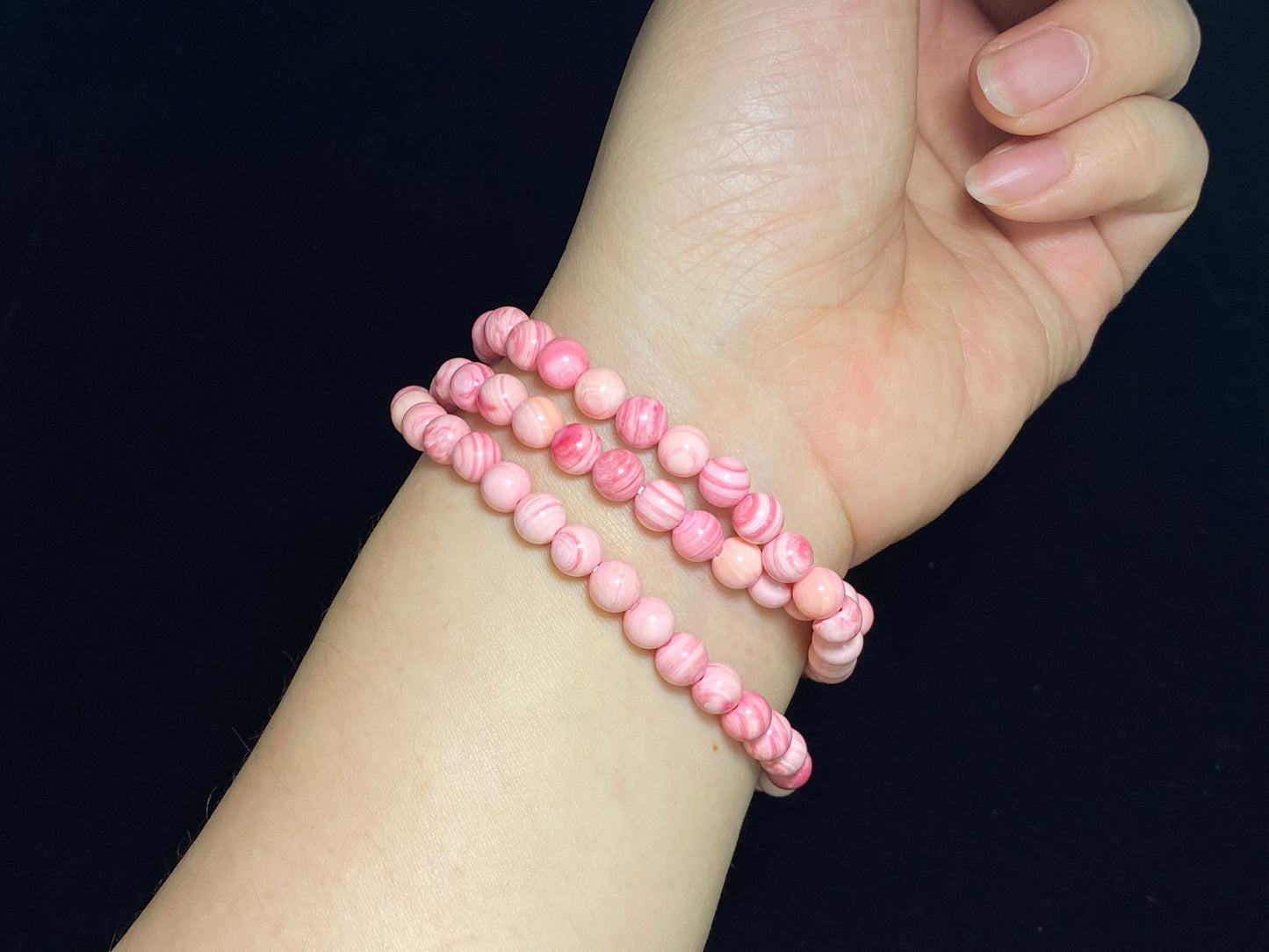 pink queen conch shell round long bead bracelet necklace