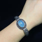 Hight Grade Big Surface ocean blue Aquamarine oval shape vintage open bangle bracelet gift for her gift for mom