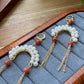 Natural Freshwater pearls Traditional chinese Opera Daomadan Head shape dangle drop earring,handmade earring, gift for her