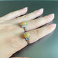 Natural Yellow Orange Colorful Fire illuminate Oval set on S925 Statement Ring,gift for her, holiday gift