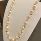 Natural Freshwater Pearl White round 8-9MM Baroque Pearls with rainbow colorful facted Crystal 14K gold Necklace
