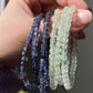 4mm+ Natural Prehnite,Iolite Cordierite Square Cube Faceted diamond Shin Gemstone Beaded Bracelet