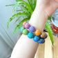 Museum of Art China lacquer Coated on black and ebony and mother of pearl Bead Bracelet 20mm