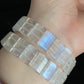 Natural Sri Lanka Moonstone super strong blue Fire illuminate rectangle Bangle bracelet, gift for her,anniversary gift