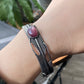 Vintage setting Natural Purple Lepidolite Purple Mica Cat eyes fire Bangle bracelet