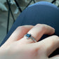 Natural Black Spinel Genuine Gemstone Rectangle Chrome Hearts Style Adjustable Ring
