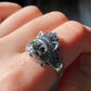 Natural Green Emerald Sterling Silver American Indian Lion Head Adjustable Ring,gift for her, gift for him