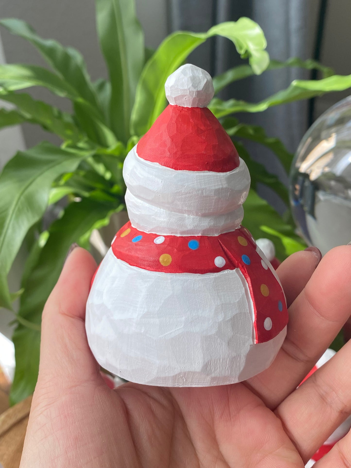 Hand Sculpture Basswood painting Faceted happy smiling Snowma home dectoration ornament