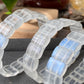 Natural Sri Lanka Moonstone super strong blue Fire illuminate rectangle Bangle bracelet, gift for her,anniversary gift