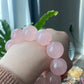 20mm Gym Huge size Natural Rose Quartz,pink crystal Round Bead Bracelet,gift for her sphere on wristen
