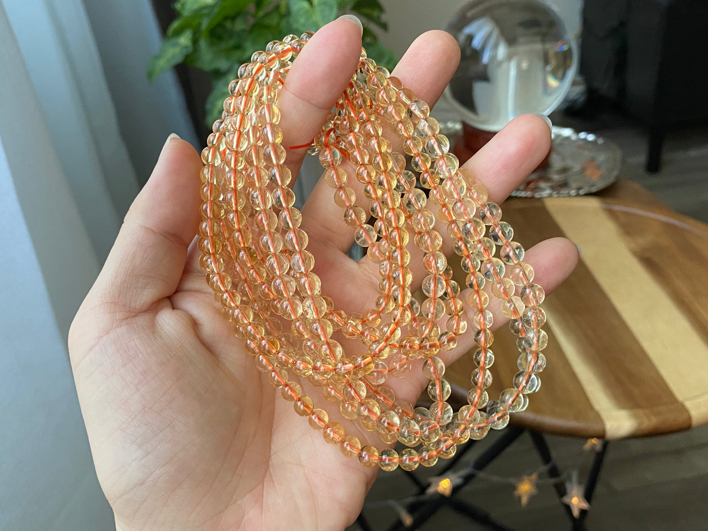 AAAA Grade Natural yellow to gold Citrine round success and wealth bead Bracelet 5mm+ 6mm+,gift for her,handmade bracelet
