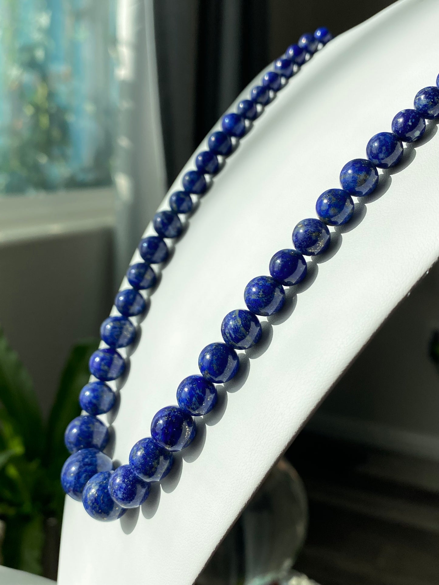 Natural Lazurite Lapis Lazuli Deep Blue less white Mixed size Bead Healing Crystal Necklace  4.7-13.5MM