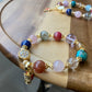 sunstone，rose quartz，Blonde crystal，Turquoise ，Amethyst，Rhodonite，Black Rutilated ，Lapis Lazuli，aquamarine all in one bracelet