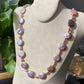 Natural freshwater pearls,baroque metal purple pink cookie shape round button  multiple use Necklace,handmade necklace