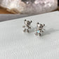 Natural Top Grade India Moonstone Blue Fire Sterling silver Bear earring stud
