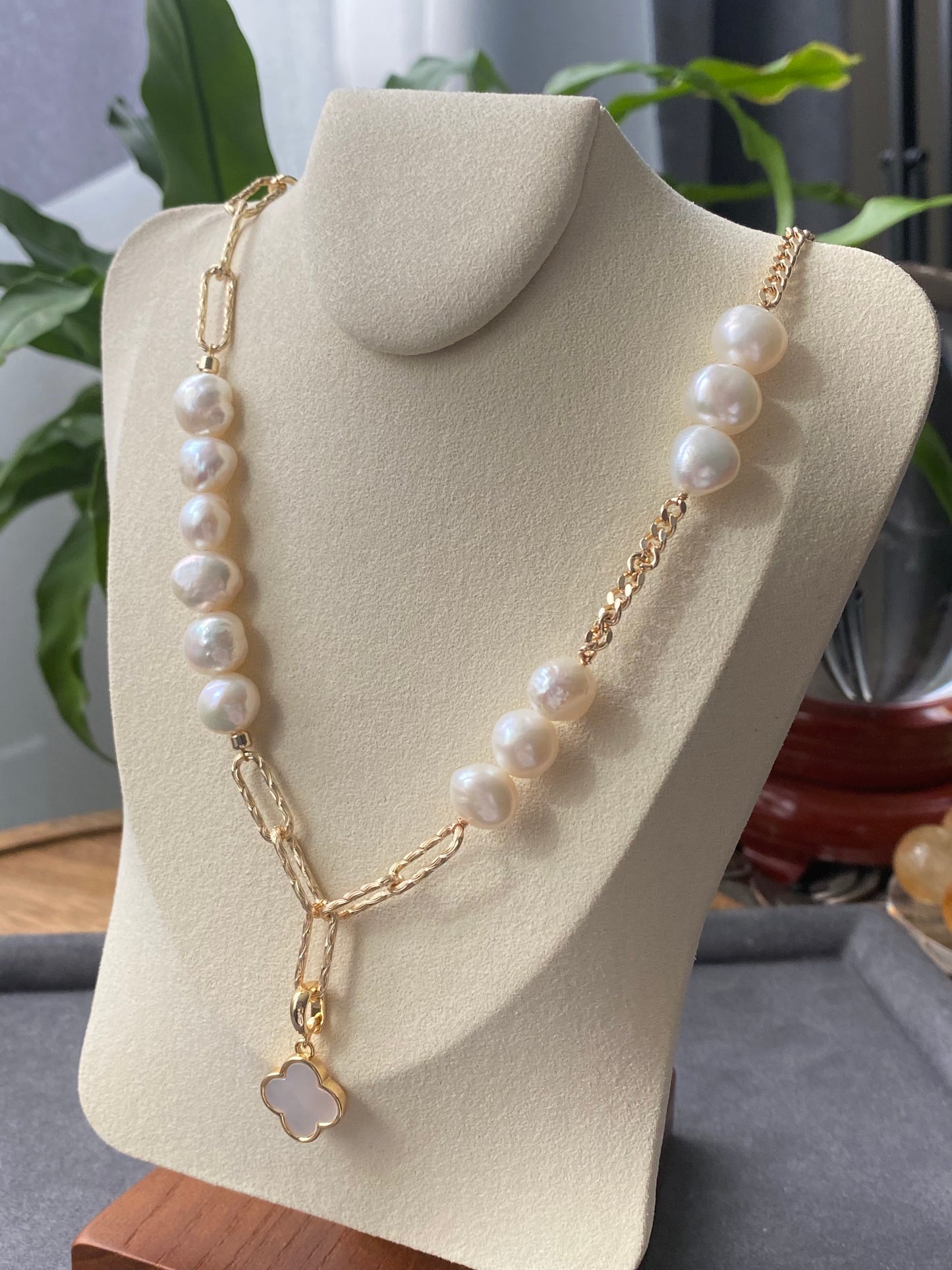 Vintage style freshwater Baroque Pearl purple blue fire shining 14K gold filled necklace multiple wear