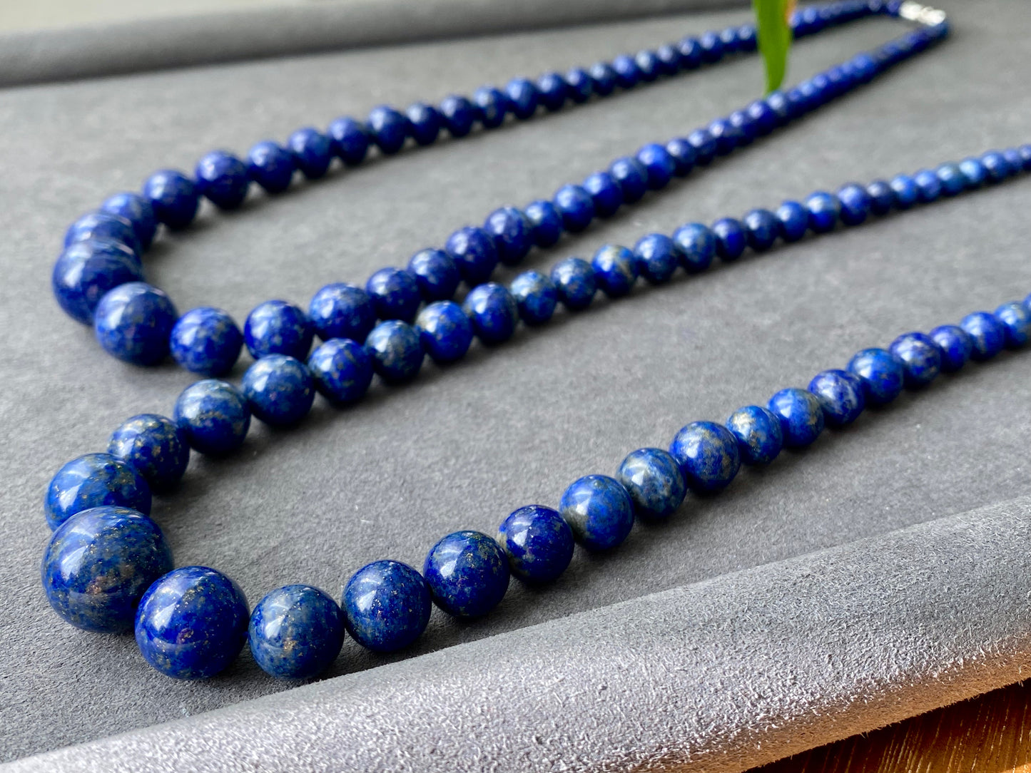 Natural Lazurite Lapis Lazuli Deep Blue less white Mixed size Bead Healing Crystal Necklace  4.7-13.5MM