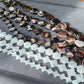 Natural Mother of pearls,Black and White, Lucky clover，flower,Round supple Bead one strand