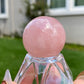 Hight grade 76MM Natural Rose quartz Sphere，Quartz Crystal Ball,Crystal Healing Divination ball,Led light stander