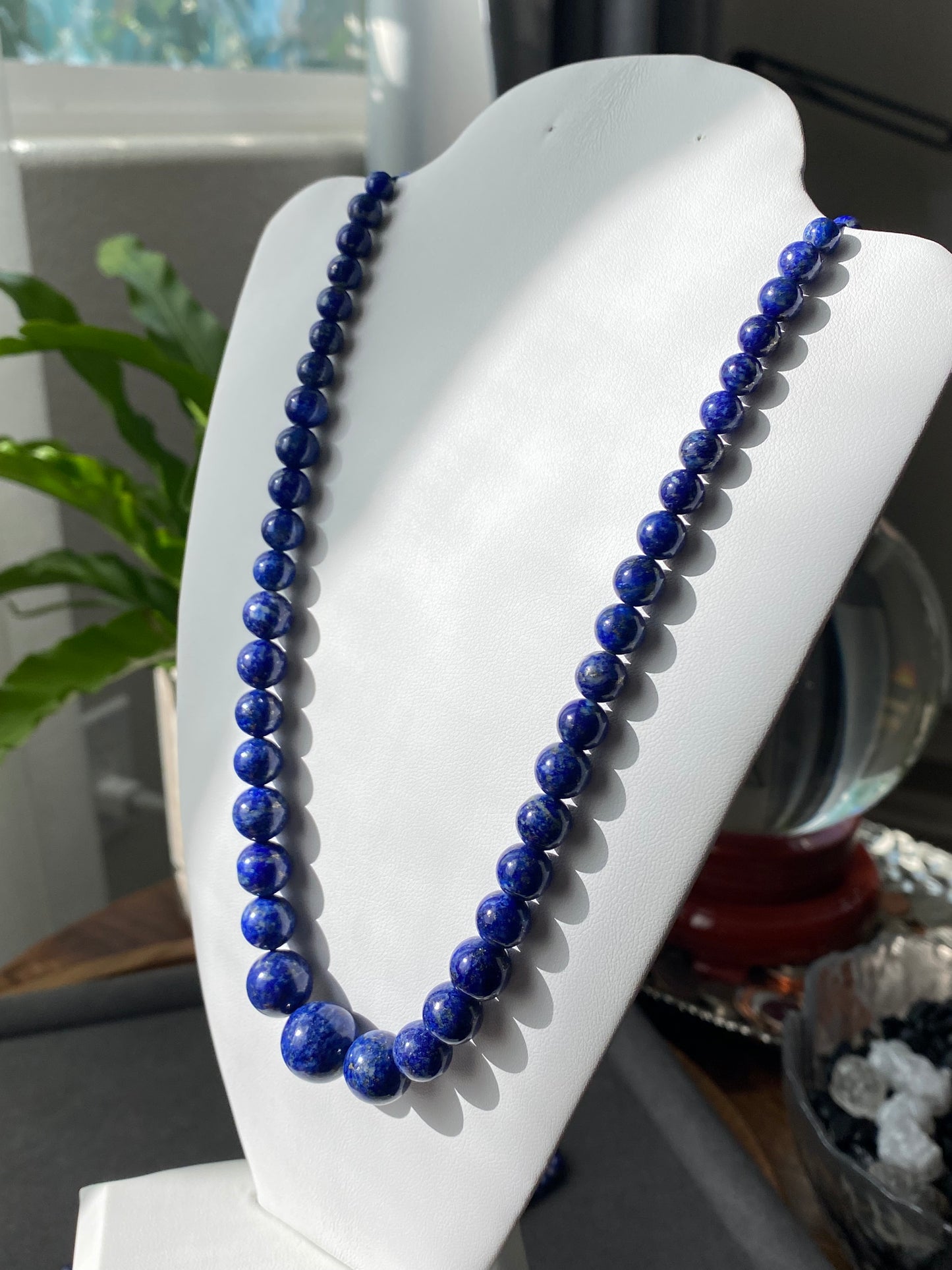 Natural Lazurite Lapis Lazuli Deep Blue less white Mixed size Bead Healing Crystal Necklace  4.7-13.5MM