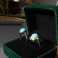 Genuine Natural Larimar Raw Larimar statement gemstone oval shape Sterling Silver women men ring