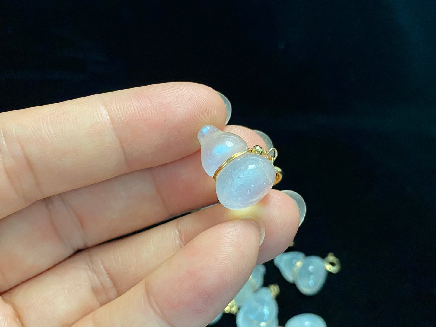 AAA Grade Nautral moonstone Labradorite gourd 14k gold filled shape multiple use pendant