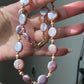 Natural freshwater pearls,baroque metal purple pink cookie shape round button  multiple use Necklace,handmade necklace