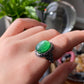 Green Mica LEPIDOLITE Crystal Vintage style Adjustable Ring big Oval Shape