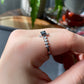 Natural Black Spinel Genuine Gemstone Rectangle Chrome Hearts Style Adjustable Ring