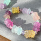 Natural Unicorn FLuorite Hand Craved  twin lotus flowers on one stalk,devoted married couple Beaded Bracelet, gift for her,Valentine's Day Gift