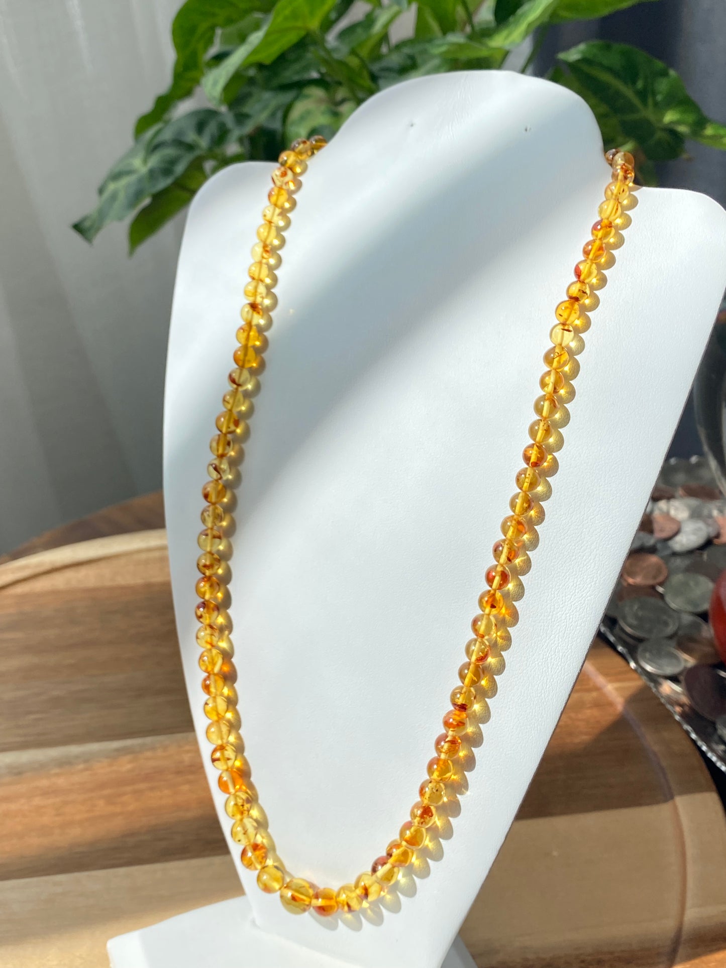 AAAA Natural  perfect round Baltic Amber Beads necklace Gradient size 5mm to 8mm+