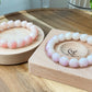 Hand Sculp Barbecue/BBQ  pink purple Cat Paw Natural white Bodhi root polished Bead Bracelet 12mm+