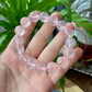High Grade Star Rose Quartz,Hexagram Fire Rose Quartz,Fire Element Crystal,Pink Heart Chakra Round Beaded Bracelet