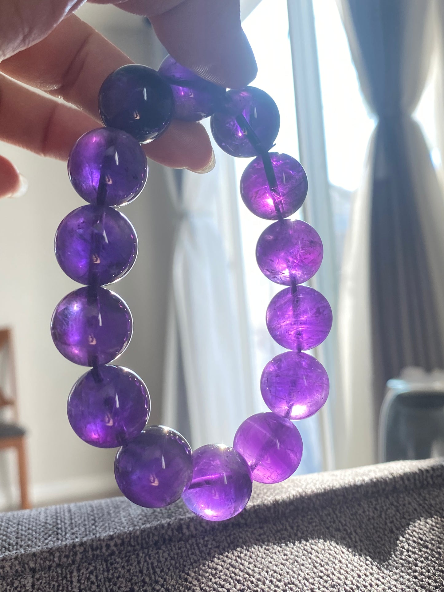 AAAAA High Quality Natural Deep purple  Amethyst Uruguay round meditation bracelet,protective ,nobility 10mm,11mm,12mm,13mm,16mm