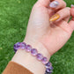 Big beads Top Grade Clear Natural Deep Purple Quartz Rutilated Pyramid Inside half-pot purple rutilated Round rabbit hair Bracelet,gift for her, gift for him