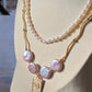 Natural Freshwater super shinning Purple Pink Baroque Pearls Mid-century  Queen Pendants Necklace,gift for her,gift for Princess