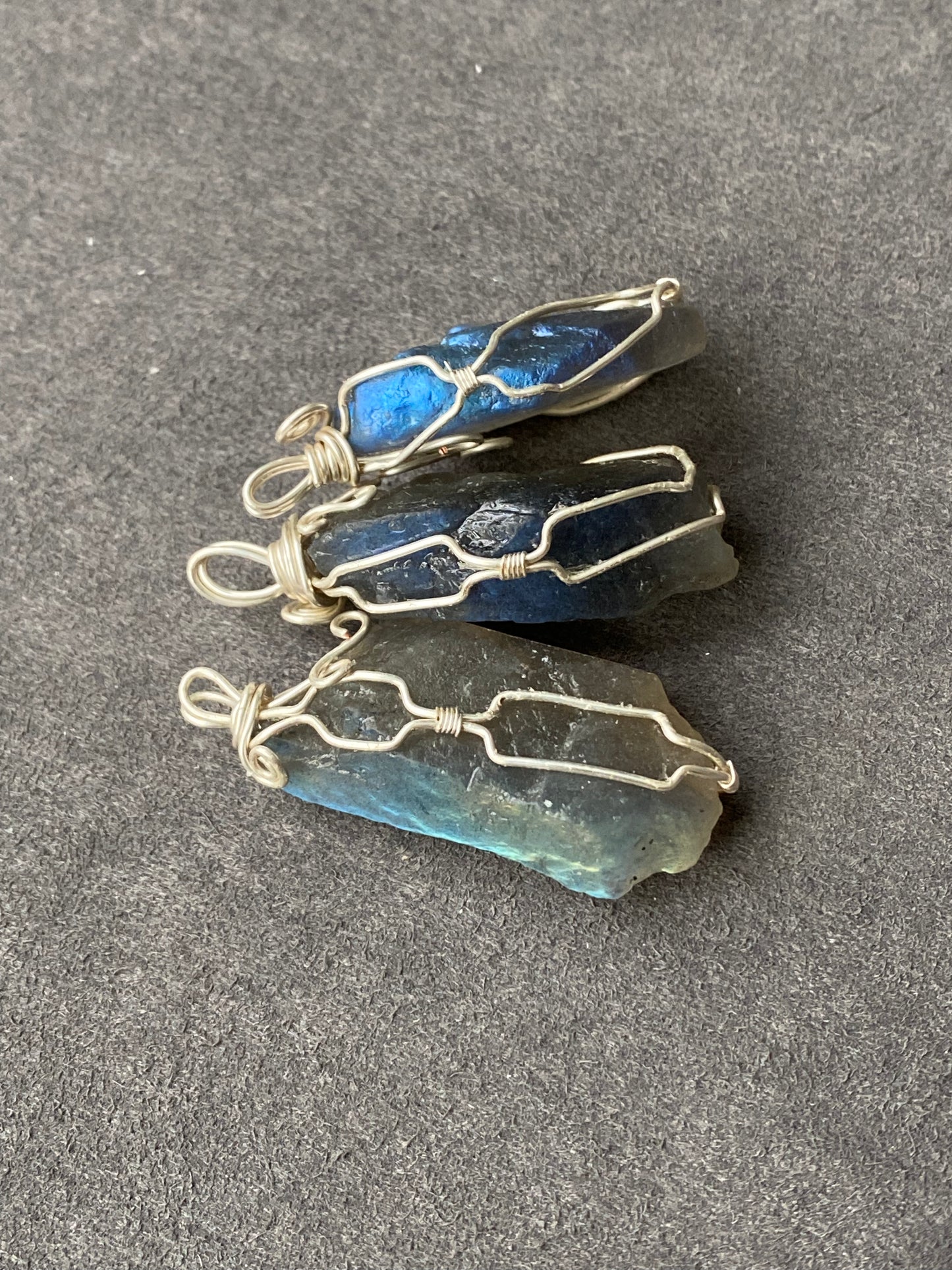High grade Blue Fire Labradorite raw rock 14K white gold Wire Pendant, handmade pendat, gift for her, gift for him
