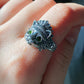 Natural Green Emerald Sterling Silver American Indian Lion Head Adjustable Ring,gift for her, gift for him
