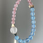 Natural High Grade Strawberry Quartz, Aquamarine,Rabbit hair Rutilated Quartz color block Two tone Butterfly Bracelet 6-7MM