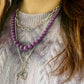 Rare High Grade Natural  Royal Purple Phosphosiderite Purple Mica Polished Smoothie Round Bead Necklace