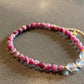 Natural Ruby Red Tourmaline Pink Tourmaline 5mm with white crystal Beaded Bracelet