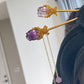Natural FLuorite Hand craved Rose flower bud Shape Hairpin with Dangle Drop,Fluorite Crystal