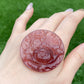 Natural Strawberry Quartz Hand Carved Hibiscus Peony Flower Pendant,gift for her,gift for mother