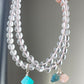 3 pieces Natural watermelon Tourmaline，Cube Amazonite,Donut Ring Purple Lithium,Kunzite Removable Charm Dangle Pendant