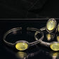 natural golden Lepidolite setting on Sterling silver vintage bangle bracelet