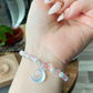 Love with Crescent Moon Rose Quartz freshwater pearls faceted clear quartz handmade bracelet, gift for her,Valentine gift